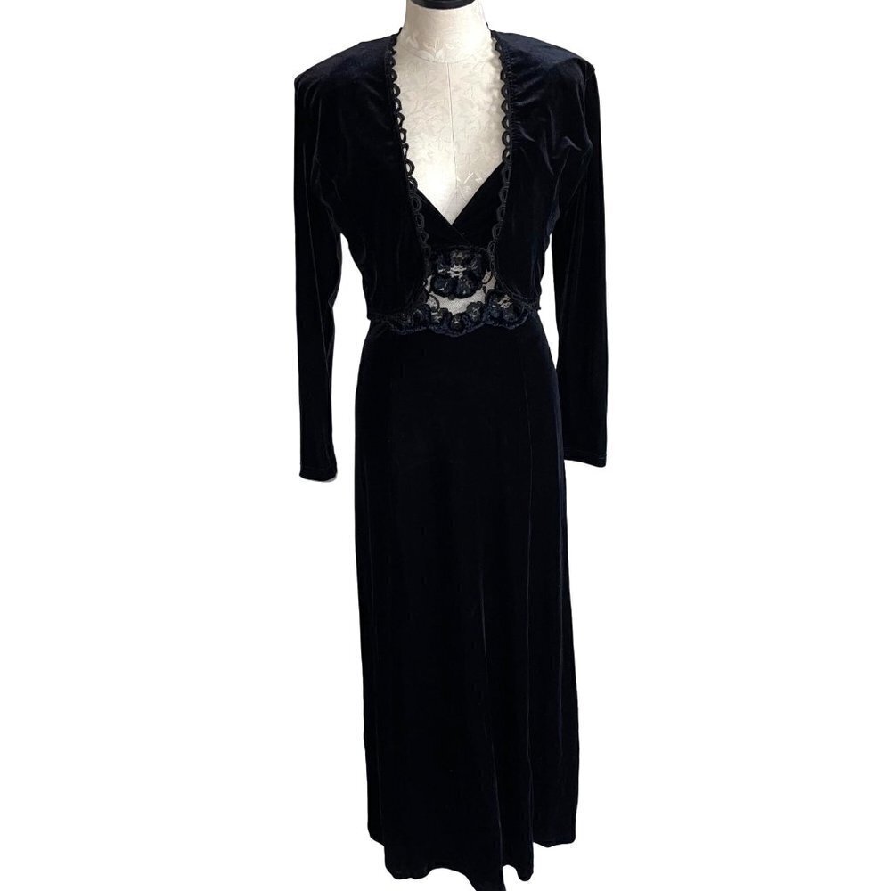 Sagaie Paris Womens Maxi Dress Jacket Set Black Size Small Polyester Spandex